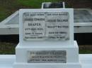 
George Edwards DRAPER
27 Nov 1938
aged 71

Jessie DRAPER
16 May 1933
aged 64

Leonard DRAPER
18 Sep 1918
aged 23
(killed in action in France)

Albany Creek Cemetery, Pine Rivers

