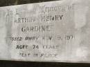 
Arthur Henry GARDINER,
died 9 Nov 1971 aged 74 years;
Appletree Creek cemetery, Isis Shire
