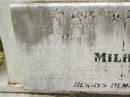 
Thomas James MILHAM,
father,
died 22 Nov 1987 aged 83 years;
Evelyn Florence MILHAM,
wife mother,
died 30 Aug 1965 aged 57 years;
Appletree Creek cemetery, Isis Shire
