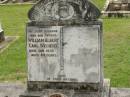 
William Albert Carl WECHSEL,
husband father,
died 15 Jan 1957 aged 69 years;
Carrie WECHSE,
mother,
died 30 Aug 1966 aged 79 years;
Appletree Creek cemetery, Isis Shire
