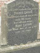 
Thomas GAYDON,
husband father,
died 14 Feb 1935 aged 65 years;
Mary GAYDON,
mother,
died 16 Aug 1947 aged 72 years;
Appletree Creek cemetery, Isis Shire
