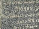
Thomas GAYDON,
husband father,
died 14 Feb 1935 aged 65 years;
Mary GAYDON,
mother,
died 16 Aug 1947 aged 72 years;
Appletree Creek cemetery, Isis Shire
