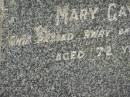 
Thomas GAYDON,
husband father,
died 14 Feb 1935 aged 65 years;
Mary GAYDON,
mother,
died 16 Aug 1947 aged 72 years;
Appletree Creek cemetery, Isis Shire
