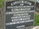 
Walter STOCKS,
husband father,
died 22 Aug 1944 aged 79 years;
Rachel STOCKS,
died 1 Feb 1954 aged 81 years;
Appletree Creek cemetery, Isis Shire
