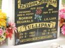 
Norman Reginald TULLIPAN,
husband poppy,
29-11-1907 - 23-8-1992;
Lillian TULLIPAN,
wife mum nana,
26-3-1921 - 18-6-1999;
Appletree Creek cemetery, Isis Shire
