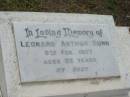 
Leonard Arthur BUNN,
died 9 Feb 1987 aged 92 years;
Appletree Creek cemetery, Isis Shire
