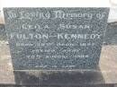 
Leila Susan FULTON-KENNEDY,
born 28 April 1897,
died 28 August 1989;
Appletree Creek cemetery, Isis Shire
