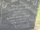 
Susan Hannah RIEMER,
died 1 June 1933 aged 55 years;
Albert Henry RIEMER,
died 21 Oct 1938 aged 62 years;
Appletree Creek cemetery, Isis Shire
