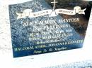 
Alice Maude MCINTOSH (nee PARKINSON),
10-10-1910 - 16-09-2004,
wife of Malcolm Angus,
mother of Malcolm, Athol, Johanna & Kenneth;
Beerwah Cemetery, City of Caloundra
