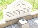 
Henry T. GILBERT,
born Nubrey Endland 1868,
died 24 Jan 1940,
loved by wife & family;
Mary Ada GILBERT,
sister,
died 12 Oct 1951;
Bell cemetery, Wambo Shire
