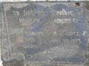 
Helene Auguste, wife of Alexander H.A. GOTZ,
died 30 Aug 1933 aged 54 years;
Bergen Djuan cemetery, Crows Nest Shire
