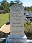 
Maria Magdalena RADKE
(geb SCHNEIDER)
geb  11 Oct 1861
gest 21 Dec 1941

August Friedrich Wilhelm RADKE
geb  26 Feb 1856
gest 28 Dec 1943

brother?
Theodor Ernst RADKE
6 Feb 1944 (New Guinea)
aged 45

Emma (Engeling) RADKE
B:  8 Nov 1897
D: 25 Sep 1989
aged 92

Bethania (Lutheran) Bethania, Gold Coast
