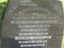 
Jean Violet DOUGLAS,
wife mother,
died 9 Aug 1960 aged 79 years;
George DOUGLAS,
father,
died 16 JUly 1971 aged 86 years;
Blackbutt-Benarkin cemetery, South Burnett Region
