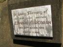 
Edward CORCORAN,
brother,
died 2 March 1978 aged 71 years;
Blackbutt-Benarkin cemetery, South Burnett Region
