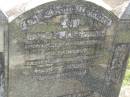 
Flora Josephine,
wife of Eric SCHULTZ,
daughter of Francis & Isabella HARDING,
died 5 Nov 1949 aged 33 years;
Isabella HARDING,
died 10 Oct 1955;
Blackbutt-Benarkin cemetery, South Burnett Region
