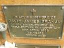 
Gavin James GRAHAM,
son father grandfather
uncle brother brother-in-law,
died 19 April 1993 aged 39 years;
Bribie Island Memorial Gardens, Caboolture Shire


