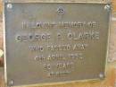 
George P. CLARKE,
died 4 April 1992 aged 80 years;
Bribie Island Memorial Gardens, Caboolture Shire
