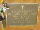 
Gertrude MURDOCH,
died 12 July 1994 aged 78 years;
Bribie Island Memorial Gardens, Caboolture Shire
