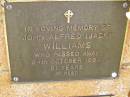 
John Alfred (Jack) WILLIAMS,
died 24 Oct 1994 aged 81 years;
Bribie Island Memorial Gardens, Caboolture Shire
