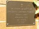 
Gregory Darwin POWELL,
died 4 April 1937 aged 82 years;
Bribie Island Memorial Gardens, Caboolture Shire
