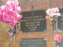 
Robert C. ALEXANDER,
died 3 March 1995 aged 62 years;
Bribie Island Memorial Gardens, Caboolture Shire

