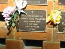 
Corinne Alma PALLISTER,
died 8 May 2005 aged 80 years;
Bribie Island Memorial Gardens, Caboolture Shire
