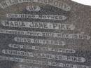 
Maria Jane, wife,
died 12 Feb 1938 in 92nd year;
Henry James DART,
died 4 Aug 1937 aged 66 years;
Maria Jane PIKE, mother,
died 20 Nov 1950 aged 81 years;
Edward Charles PIKE, father,
died cremated 16 Jan 1947 aged 82 years;
Brookfield Cemetery, Brisbane

