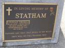
Lindsay Thomas STATHAM,
18-10-1929 - 26-8-2003;
Brookfield Cemetery, Brisbane
