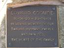 
Edward (Ted) COOMBE,
16-06-20 - 29-05-01,
husband father papa;
Brookfield Cemetery, Brisbane

