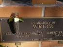 
Nella WRUCK, nee PENHALIGON,
1914 - 1981;
Albert Fritz (Fred) WRUCK,
1913 - 2001;
Brookfield Cemetery, Brisbane

