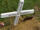 
Esther M. WEINHOLZ,
born 1941,
died 2005;
Brooweena St Marys Anglican cemetery, Woocoo Shire
