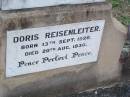 
Doris REISENLEITER,
born 13 Sept 1926 died 20 Aug 1930;
Caffey Cemetery, Gatton Shire
