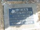 
James Samuel HOGAN died Aug 1947, husband of Alice, father of John, James, Henry & Richard;
Chambers Flat Cemetery, Beaudesert
