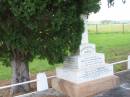 
Gertie, daughter of Timothy & Kathleen ONEILL,
died 21 June 1921 aged 23 years;
Timothy, husband of Kathleen ONEILL,
died 16 Sept 1925 aged 65 years;
Moyra ONEILL, their granddaughter,
died 9 April 1922 aged 1 year;
Kathleen ONEILL, mother,
died 14 July 1955 aged 86 years;
Sacred Heart Catholic Church, Christmas Creek, Beaudesert Shire

