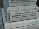 
Martin SULLIVAN,
born County Clare, Ireland,
died Christmas Creek 29 March 1904 aged 68 years;
Mary Elizabeth, wife of Martin SULLIVAN,
died 2 Feb 1921 aged 55 years;
Martin Bernard SULLIVAN,
died 5 April 1973 aged 76 years;
Josephine Julia SULLIVAN,
died 17 Nov 1996 aged 93 years;
Sacred Heart Catholic Church, Christmas Creek, Beaudesert Shire

