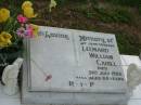 
Leonard William CAHILL, husband,
died 31 July 1988 aged 68 years;
Sacred Heart Catholic Church, Christmas Creek, Beaudesert Shire
