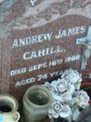 
Andrew James CAHILL,
died 16 Sept 1966 aged 74 years;
Mary Alice (May) CAHILL,
died 26 Nov 1984 aged 88 years;
Sacred Heart Catholic Church, Christmas Creek, Beaudesert Shire
