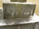 
Gertrude Zaidee,
wife of W.H. KIRK,
died Cressbrook 9 Jan 1917 aged 23 years;
Cressbrook Homestead, Somerset Region
