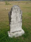 
Emily May McLEAN
b: 13 Feb 1887
d: 2-Dec 1911 aged 24 years, 10 months
wife of E.A. McLEAN

Cressbrook Homestead, Somerset Region

