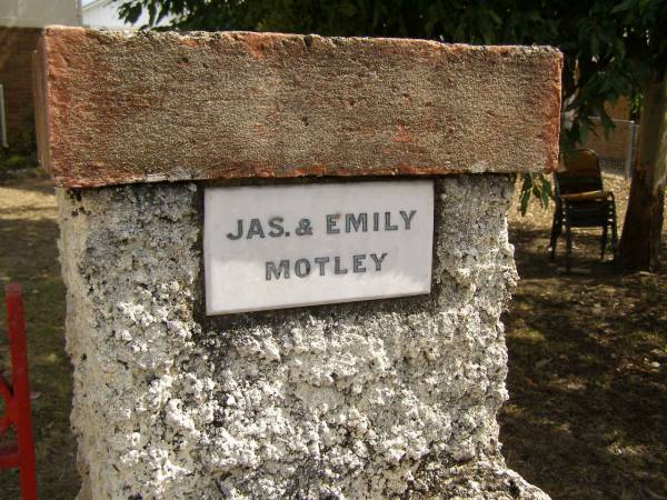 Jas [James?] & Emily MOTLEY;  | Crows Nest Methodist Pioneer Wall, Crows Nest Shire  | 