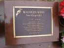
Maureen WILL (nee FITZGERALD)
b: 12 Mar 1935
d: 6 jun 200

wife of Don
Mother of Peter, Kathryn, Tracey, Gregory, Deidre, Ann-Margaret
2nd daughter of Ned and Margaret
sister to 15 siblings

Diddillibah Cemetery, Maroochy Shire

