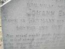 
Pauline EHRLICH (nee KRAUSE),
wife of Johann ERLICH,
born 13 May 1873 Germany,
died 18 Oct 1903;
Douglas Lutheran cemetery, Crows Nest Shire

