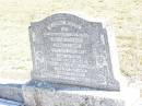 
William Stephen BRIMBLECOMBE, husband father,
died 30 July 1943 aged 84 years;
Lilly Amina BRIMBLECOMBE, mother,
died 5 Oct 1948 aged 77 years;
Forest Hill Cemetery, Laidley Shire

