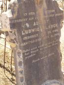 
August Ludwig BLANCK,
born 23 Oct 1820,
died 5 Aug 1895;
Glencoe Bethlehem Lutheran cemetery, Rosalie Shire
