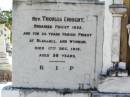 
children of Michael & Kate ENRIGHT;
Patrick James, aged 4 years 7 months;
Mary Teresa, aged 2 years 10 months;
Lucy Cecilia, aged 1 year;
John Vincent, aged 10 months;
Rev Thomas ENRIGHT,
died 17 Dec 1919 aged 58 years;
Rev James ENRIGHT,
died 24 May 1921 aged 68 years;
Kathleen, wife of Jack OXENHAM,
daughter of Michael & Kate ENRIGHT,
died 30 June 1925 aged 27 years;
Gleneagle Catholic cemetery, Beaudesert Shire
