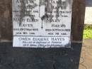 
Josephine Amelia SLATER,
died 28 Sept 1916 aged 45 years;
Mary Ellen HAYES,
died 29 May 1959 aged 80 years;
James HAYES,
died 18 Feb 1917 aged 72 years;
Mary HAYES,
died 16 Dec 1929 aged 75 years;
Owen Eugene HAYES,
killed in action France
24 April 1917 aged 24 years;
Gleneagle Catholic cemetery, Beaudesert Shire
