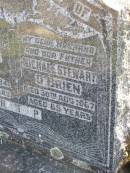 
Isabella OBRIEN, wife mother,
died 14 Aug 1941 aged 54 years;
Michael Stewart OBRIEN, husband father,
died 30 Aug 1967 aged 85 years;
Gleneagle Catholic cemetery, Beaudesert Shire
