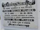 
Percy William PEARCE,
husband father,
15-3-1907 - 30-10-1974;
Lilly Alice PEARCE,
mother mother-in-law grandmother great-grandmother,
31-5-1898 - 30-4-2005;
Goomeri cemetery, Kilkivan Shire
