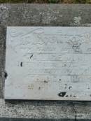 
Alice M.M. KOFFAL,
wife mother,
died 16 Aug 1970 aged 82 years;
George August KOFFAL,
husband father,
died 28 Jan 1978 aged 82 years;
Goomeri cemetery, Kilkivan Shire
