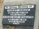 
Violet ESSAM,
died 23 July 1935 aged 35 years;
Violet May MCGRATH,
died 17 Jan 1990 aged 59 years;
Goomeri cemetery, Kilkivan Shire
